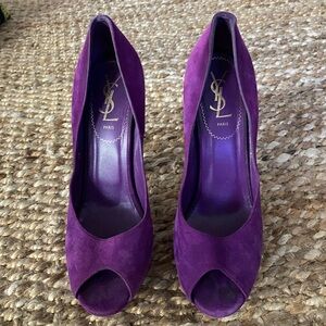 Yves Saint Laurent Vibrant Purple Peep-Toe Heels